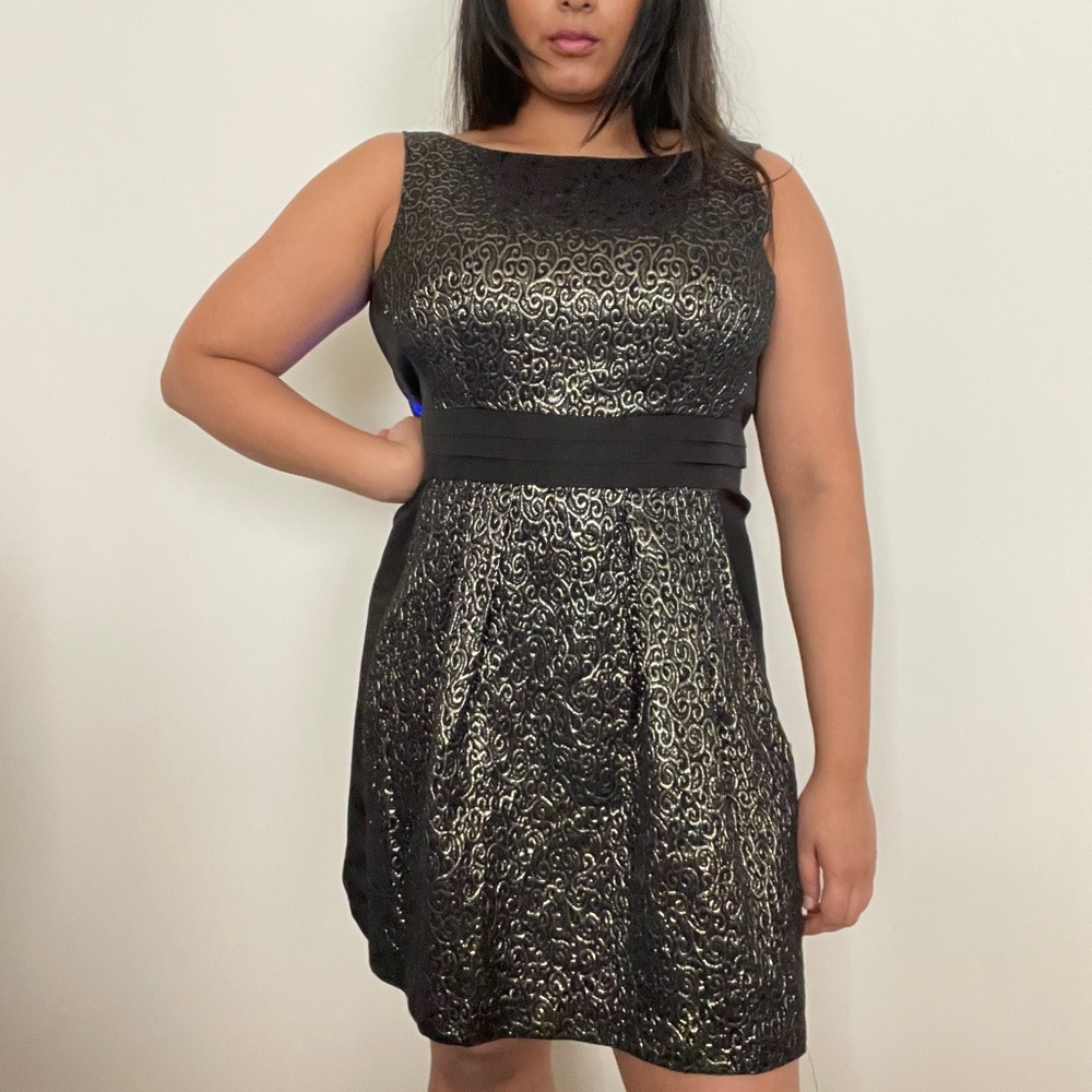 The Limited Black & Gold Shimmer Sleeveless Dress